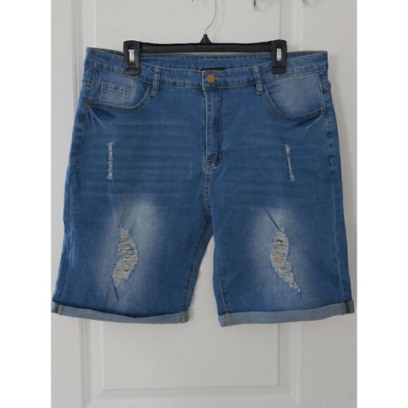 Blue Faded Denim Bermuda Shorts M - Picture 2 of 10